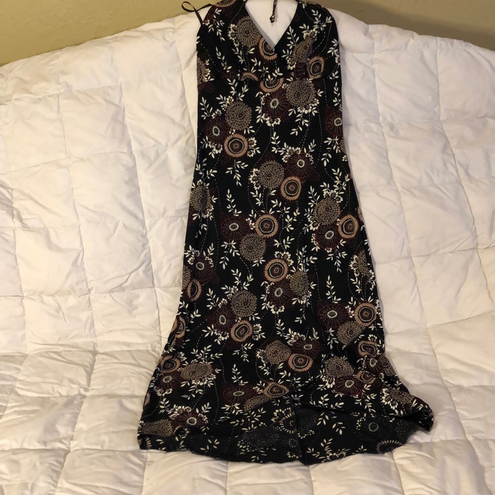 Black floral Halter Dress Sz Small